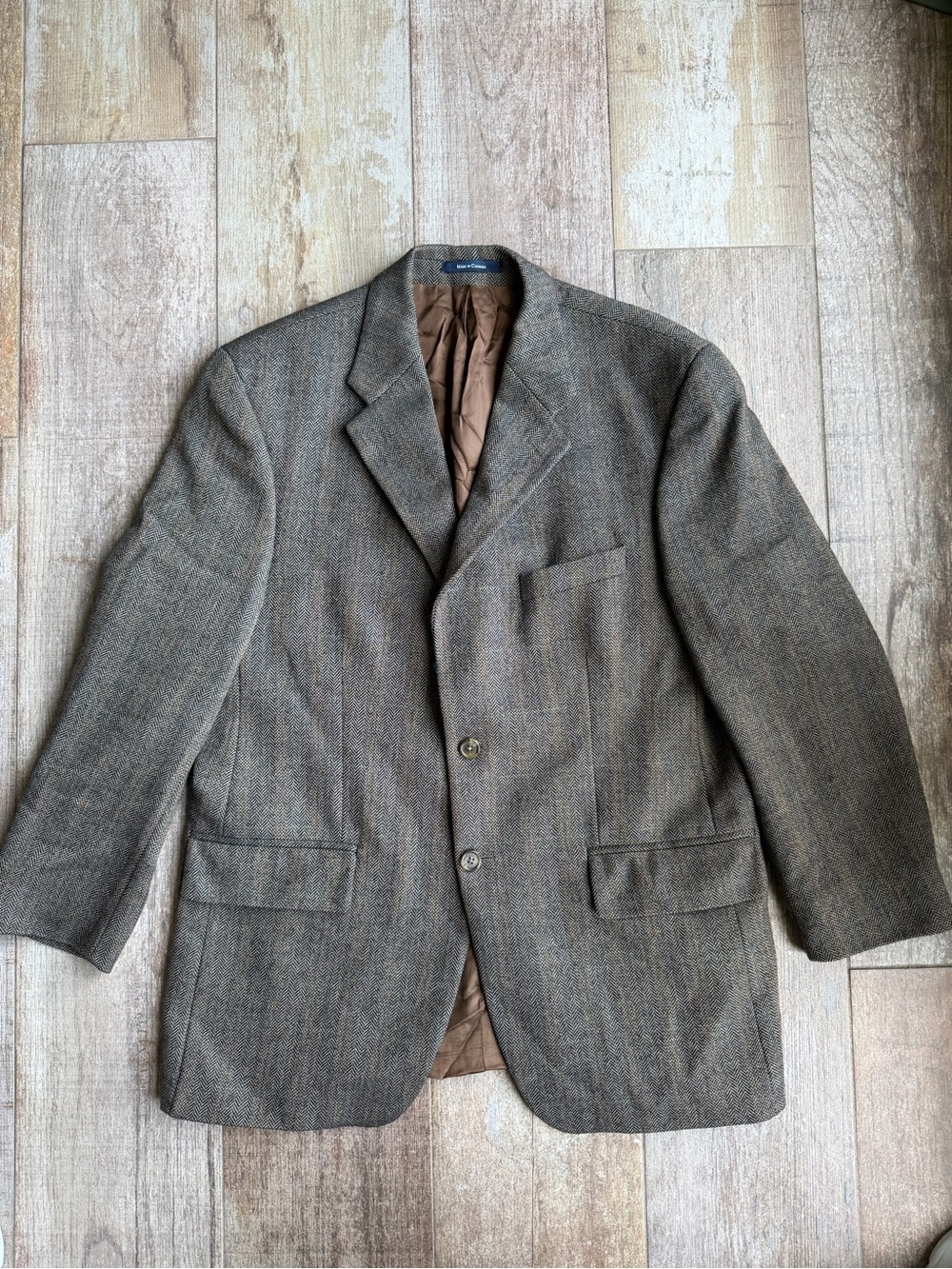 Chaps Ralph Lauren Brown Wool Herringbone Sport Coat Size 42R